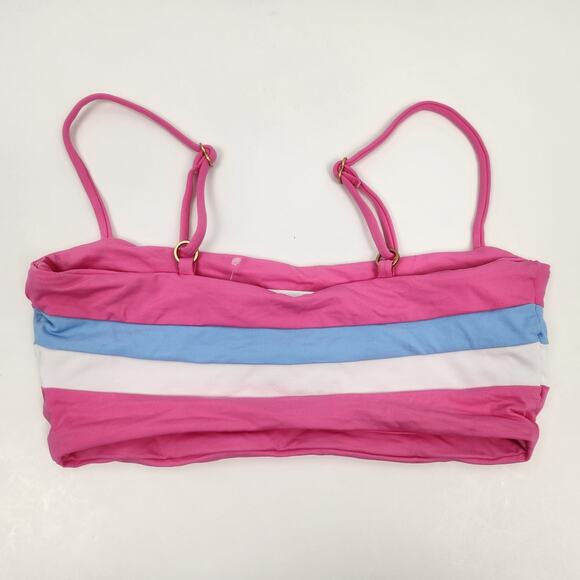 L*Space Rebel Stripe Bikini Top Pink Blue White Size Small NWT - Picture 2 of 4